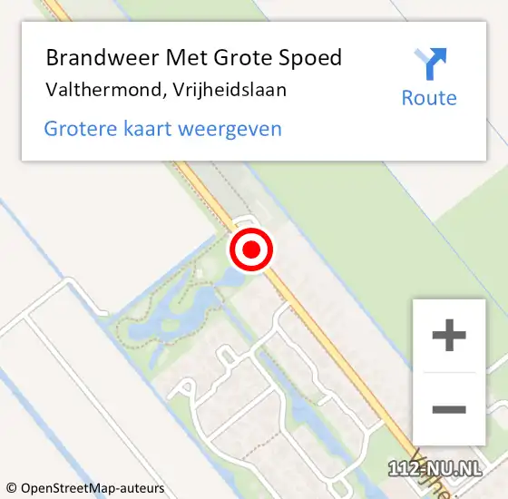 Locatie op kaart van de 112 melding: Brandweer Met Grote Spoed Naar Valthermond, Vrijheidslaan op 18 juli 2018 08:09