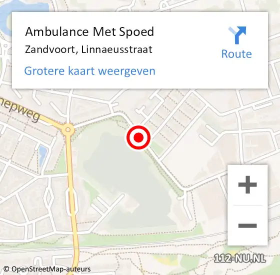Locatie op kaart van de 112 melding: Ambulance Met Spoed Naar Zandvoort, Linnaeusstraat op 18 juli 2018 08:17