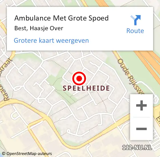 Locatie op kaart van de 112 melding: Ambulance Met Grote Spoed Naar Best, Haasje Over op 18 juli 2018 08:23