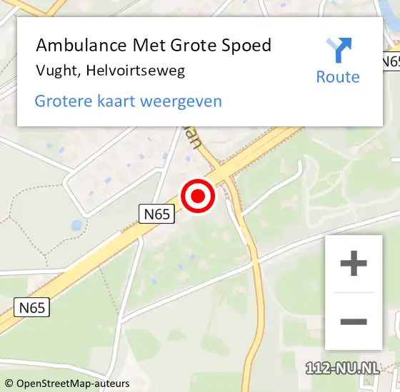 Locatie op kaart van de 112 melding: Ambulance Met Grote Spoed Naar Vught, Helvoirtseweg op 18 juli 2018 09:17