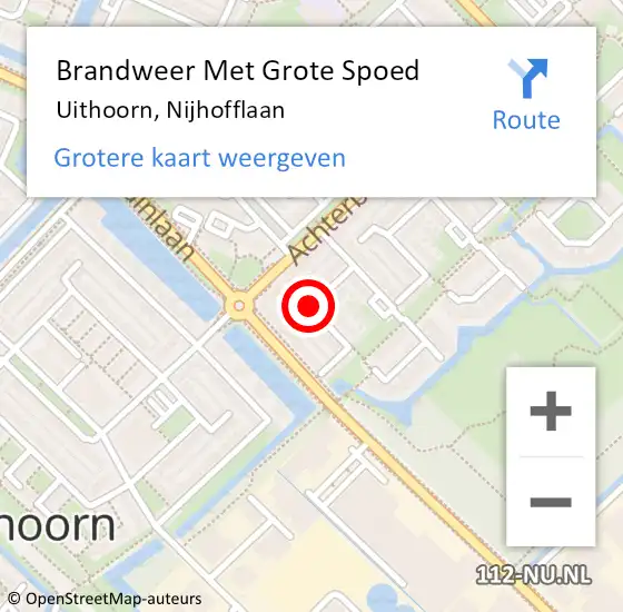 Locatie op kaart van de 112 melding: Brandweer Met Grote Spoed Naar Uithoorn, Nijhofflaan op 18 juli 2018 09:34