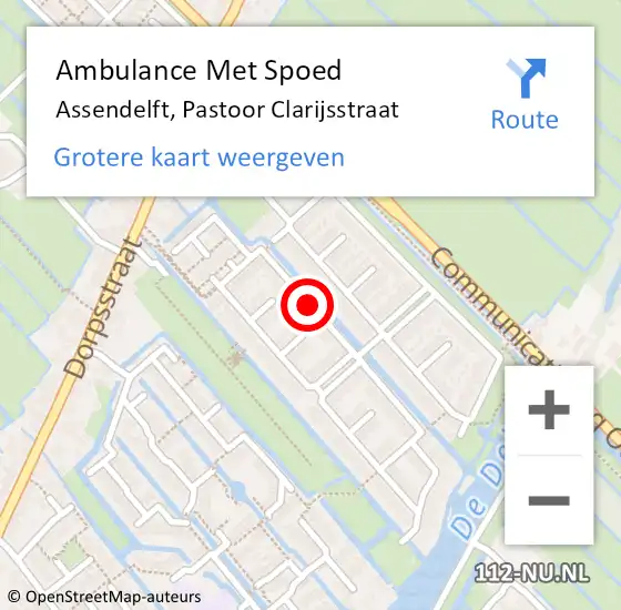 Locatie op kaart van de 112 melding: Ambulance Met Spoed Naar Assendelft, Pastoor Clarijsstraat op 18 juli 2018 09:50