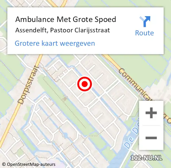 Locatie op kaart van de 112 melding: Ambulance Met Grote Spoed Naar Assendelft, Pastoor Clarijsstraat op 18 juli 2018 09:54