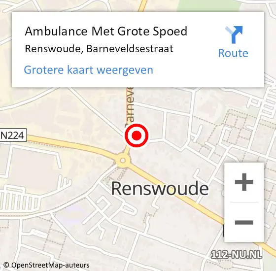 Locatie op kaart van de 112 melding: Ambulance Met Grote Spoed Naar Renswoude, Barneveldsestraat op 18 juli 2018 10:44