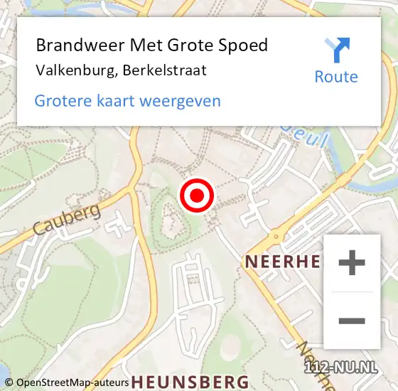 Locatie op kaart van de 112 melding: Brandweer Met Grote Spoed Naar Valkenburg, Berkelstraat op 18 juli 2018 11:09