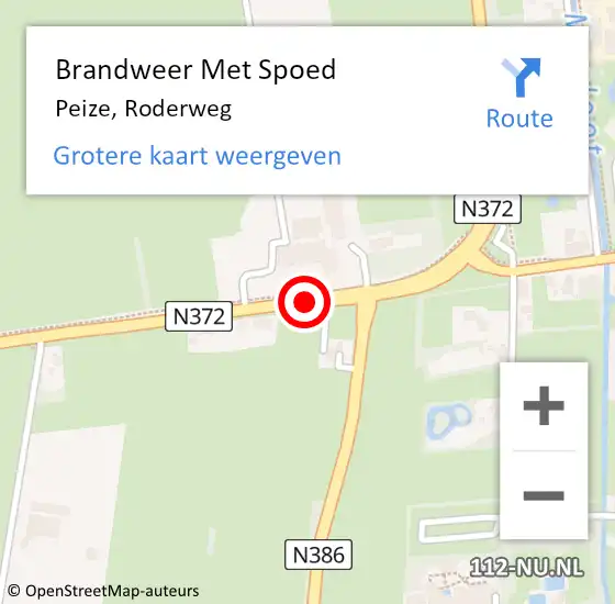 Locatie op kaart van de 112 melding: Brandweer Met Spoed Naar Peize, Roderweg op 18 juli 2018 11:11