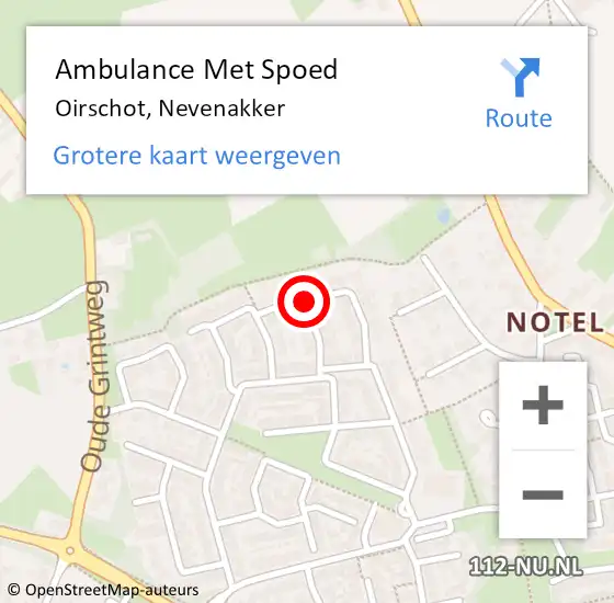 Locatie op kaart van de 112 melding: Ambulance Met Spoed Naar Oirschot, Nevenakker op 18 juli 2018 11:17