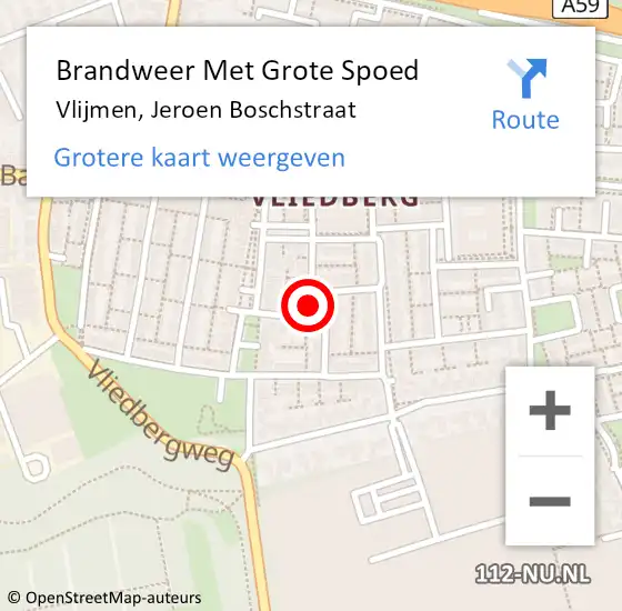 Locatie op kaart van de 112 melding: Brandweer Met Grote Spoed Naar Vlijmen, Jeroen Boschstraat op 18 juli 2018 11:41