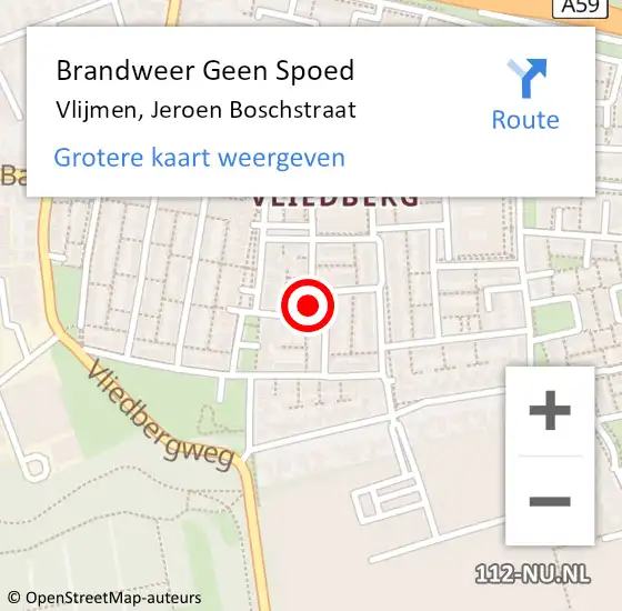 Locatie op kaart van de 112 melding: Brandweer Geen Spoed Naar Vlijmen, Jeroen Boschstraat op 18 juli 2018 11:42