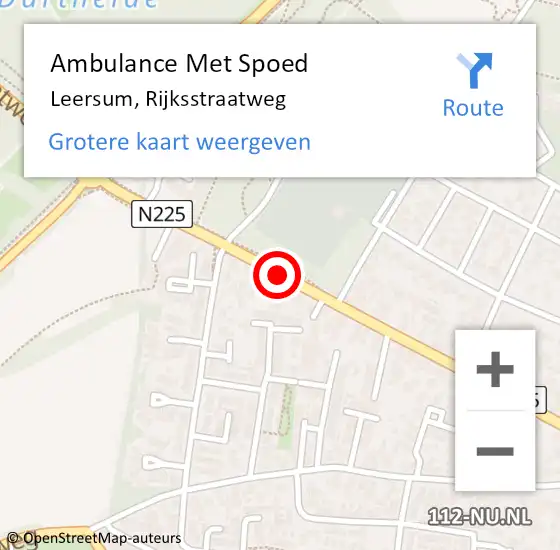 Locatie op kaart van de 112 melding: Ambulance Met Spoed Naar Leersum, Rijksstraatweg op 18 juli 2018 11:54
