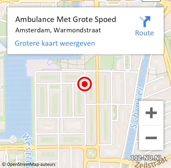 Locatie op kaart van de 112 melding: Ambulance Met Grote Spoed Naar Amsterdam, Warmondstraat op 18 juli 2018 12:14