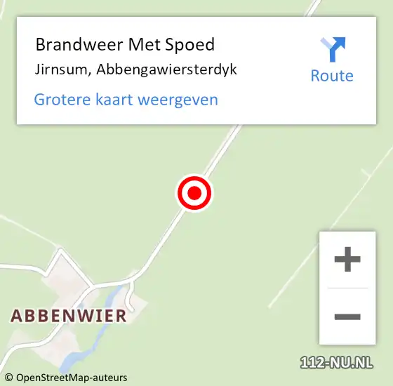 Locatie op kaart van de 112 melding: Brandweer Met Spoed Naar Jirnsum, Abbengawiersterdyk op 18 juli 2018 12:26