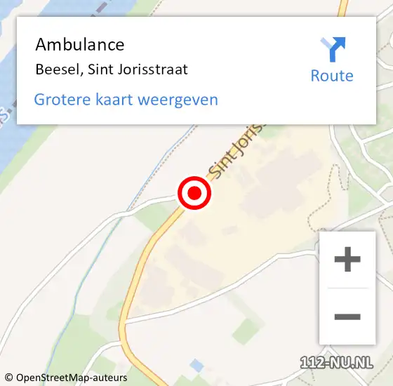 Locatie op kaart van de 112 melding: Ambulance Beesel, Sint Jorisstraat op 18 juli 2018 12:34