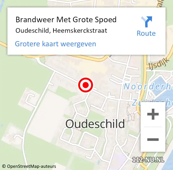 Locatie op kaart van de 112 melding: Brandweer Met Grote Spoed Naar Oudeschild, Heemskerckstraat op 18 juli 2018 13:32