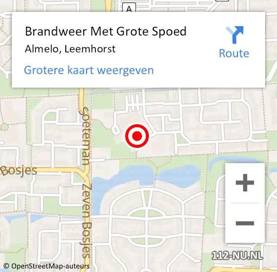 Locatie op kaart van de 112 melding: Brandweer Met Grote Spoed Naar Almelo, Leemhorst op 3 maart 2014 11:44