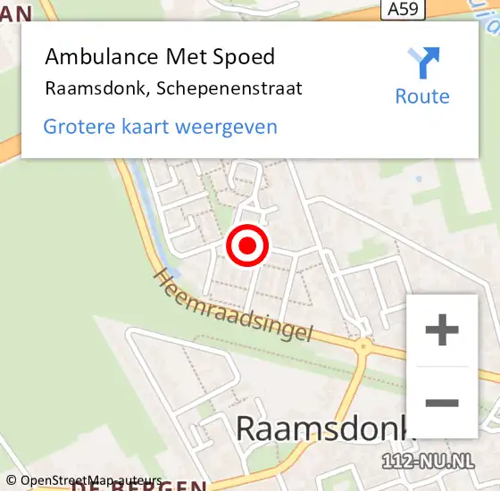 Locatie op kaart van de 112 melding: Ambulance Met Spoed Naar Raamsdonk, Schepenenstraat op 18 juli 2018 13:38
