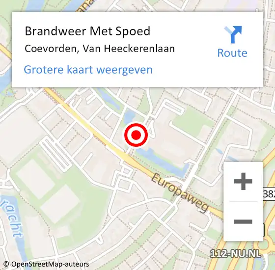 Locatie op kaart van de 112 melding: Brandweer Met Spoed Naar Coevorden, Van Heeckerenlaan op 18 juli 2018 13:42