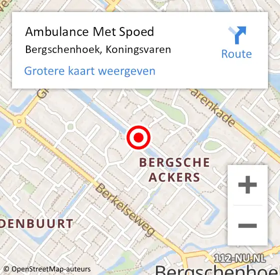 Locatie op kaart van de 112 melding: Ambulance Met Spoed Naar Bergschenhoek, Koningsvaren op 18 juli 2018 14:01