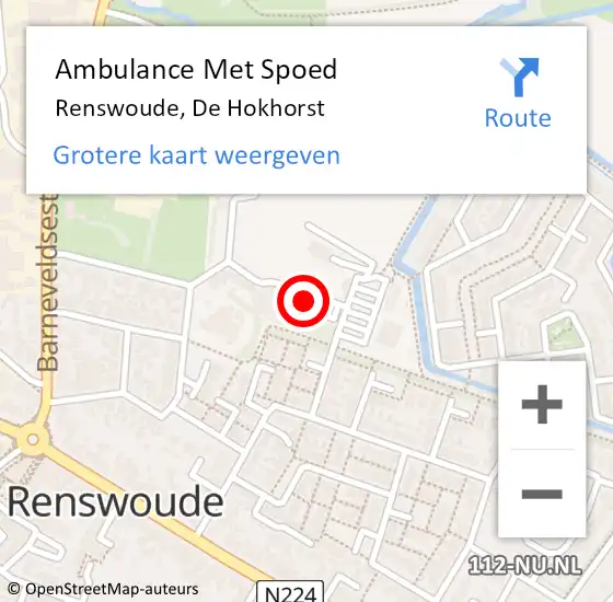 Locatie op kaart van de 112 melding: Ambulance Met Spoed Naar Renswoude, De Hokhorst op 18 juli 2018 14:36