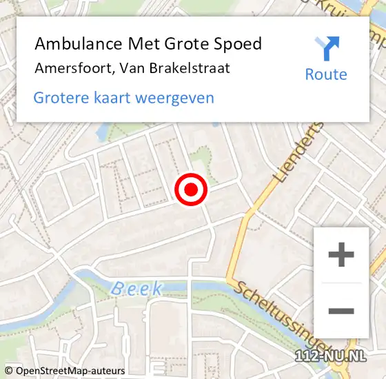 Locatie op kaart van de 112 melding: Ambulance Met Grote Spoed Naar Amersfoort, Van Brakelstraat op 18 juli 2018 14:46