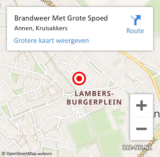 Locatie op kaart van de 112 melding: Brandweer Met Grote Spoed Naar Annen, Kruisakkers op 18 juli 2018 14:52