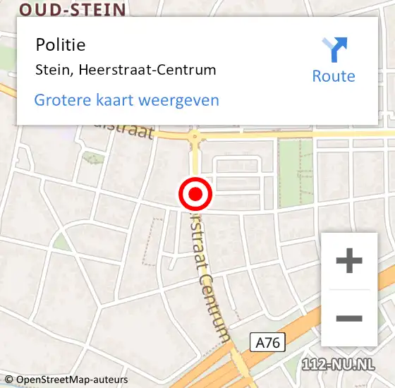 Locatie op kaart van de 112 melding: Politie Stein, Heerstraat-Centrum op 18 juli 2018 15:13