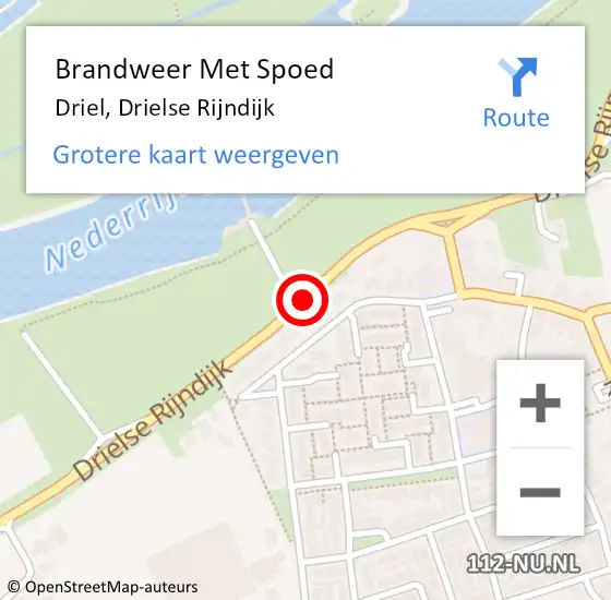 Locatie op kaart van de 112 melding: Brandweer Met Spoed Naar Driel, Drielse Rijndijk op 18 juli 2018 15:34