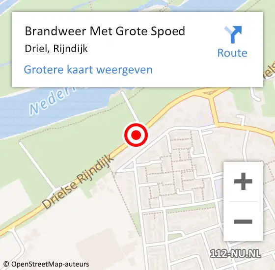 Locatie op kaart van de 112 melding: Brandweer Met Grote Spoed Naar Driel, Rijndijk op 18 juli 2018 15:38