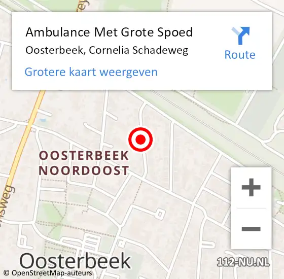 Locatie op kaart van de 112 melding: Ambulance Met Grote Spoed Naar Oosterbeek, Cornelia Schadeweg op 18 juli 2018 15:49