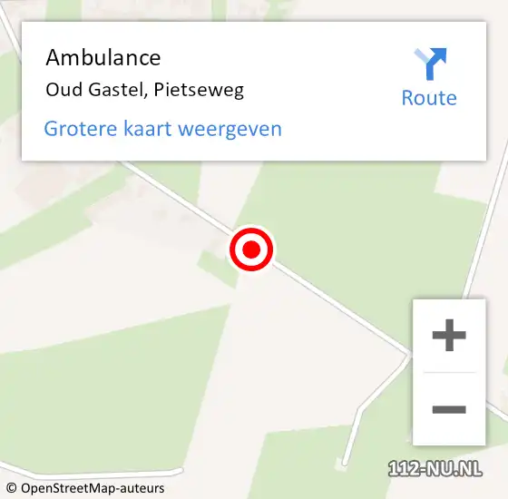 Locatie op kaart van de 112 melding: Ambulance Oud Gastel, Pietseweg op 18 juli 2018 16:09