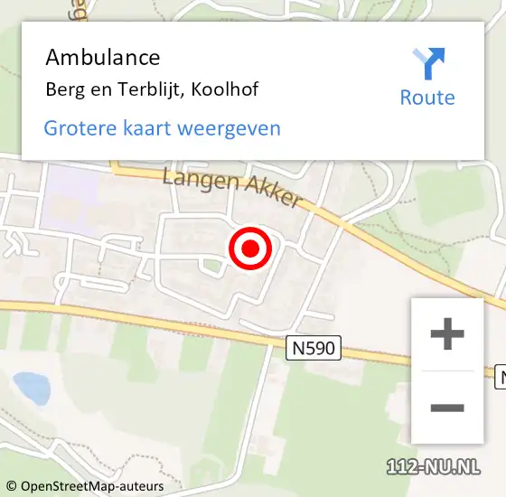 Locatie op kaart van de 112 melding: Ambulance Berg en Terblijt, Koolhof op 24 september 2013 09:25