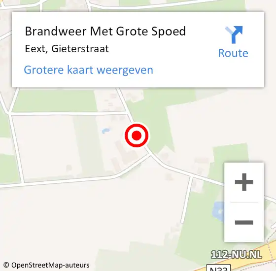 Locatie op kaart van de 112 melding: Brandweer Met Grote Spoed Naar Eext, Gieterstraat op 18 juli 2018 16:33