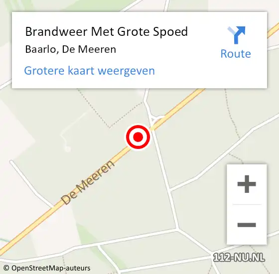 Locatie op kaart van de 112 melding: Brandweer Met Grote Spoed Naar Baarlo, De Meeren op 18 juli 2018 16:49