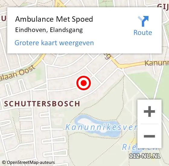 Locatie op kaart van de 112 melding: Ambulance Met Spoed Naar Eindhoven, Elandsgang op 18 juli 2018 16:52