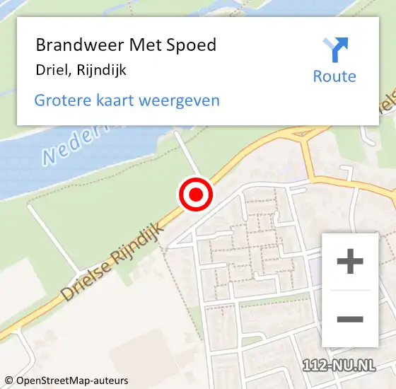 Locatie op kaart van de 112 melding: Brandweer Met Spoed Naar Driel, Rijndijk op 18 juli 2018 17:04