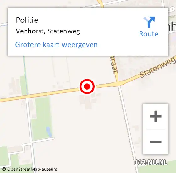 Locatie op kaart van de 112 melding: Politie Venhorst, Statenweg op 18 juli 2018 17:46