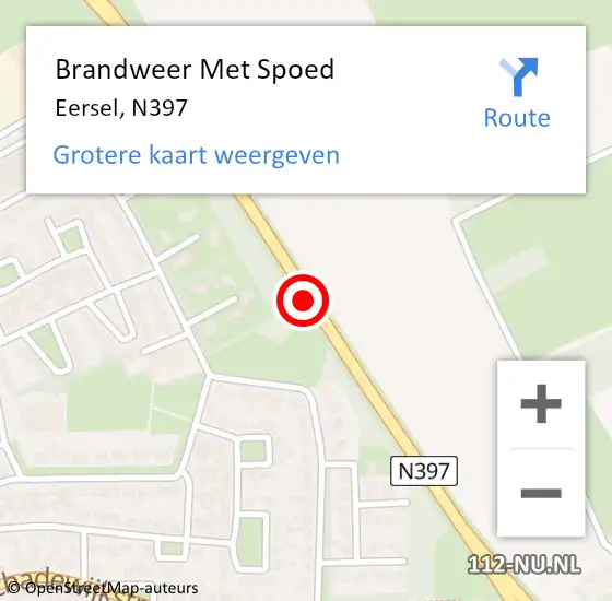 Locatie op kaart van de 112 melding: Brandweer Met Spoed Naar Eersel, N397 op 18 juli 2018 18:11