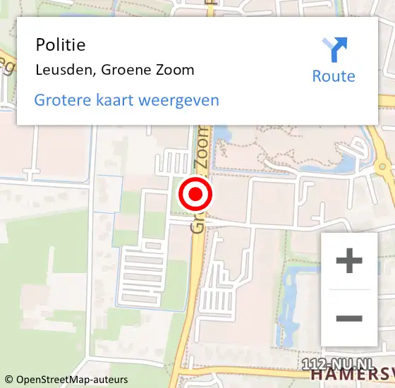 Locatie op kaart van de 112 melding: Politie Leusden, Groene Zoom op 18 juli 2018 18:15
