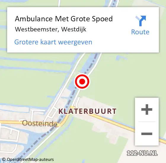 Locatie op kaart van de 112 melding: Ambulance Met Grote Spoed Naar Westbeemster, Westdijk op 18 juli 2018 18:15