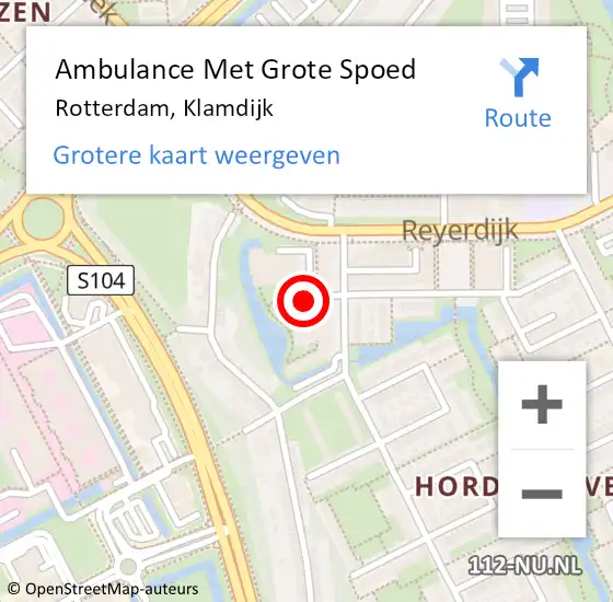Locatie op kaart van de 112 melding: Ambulance Met Grote Spoed Naar Rotterdam, Klamdijk op 18 juli 2018 18:47