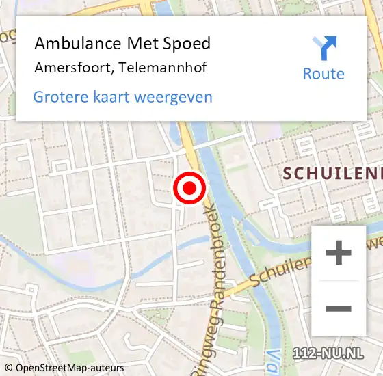 Locatie op kaart van de 112 melding: Ambulance Met Spoed Naar Amersfoort, Telemannhof op 18 juli 2018 18:52