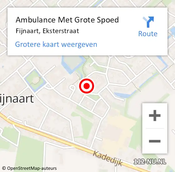 Locatie op kaart van de 112 melding: Ambulance Met Grote Spoed Naar Fijnaart, Eksterstraat op 18 juli 2018 18:52