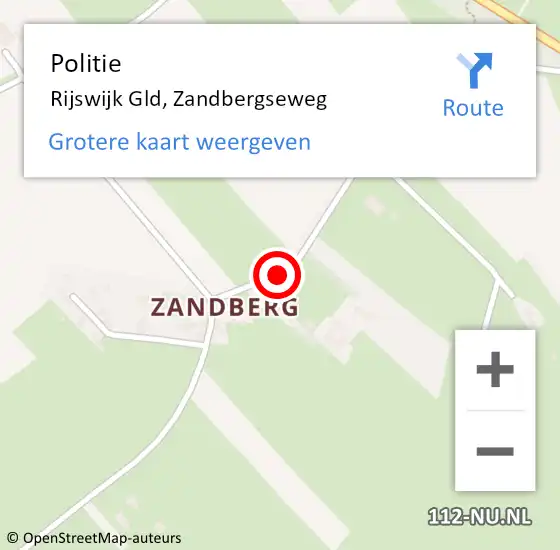 Locatie op kaart van de 112 melding: Politie Rijswijk Gld, Zandbergseweg op 18 juli 2018 18:53