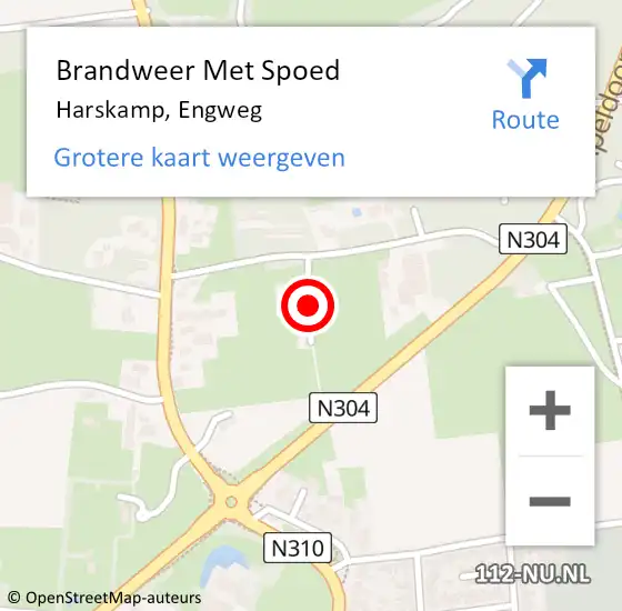 Locatie op kaart van de 112 melding: Brandweer Met Spoed Naar Harskamp, Engweg op 18 juli 2018 18:59