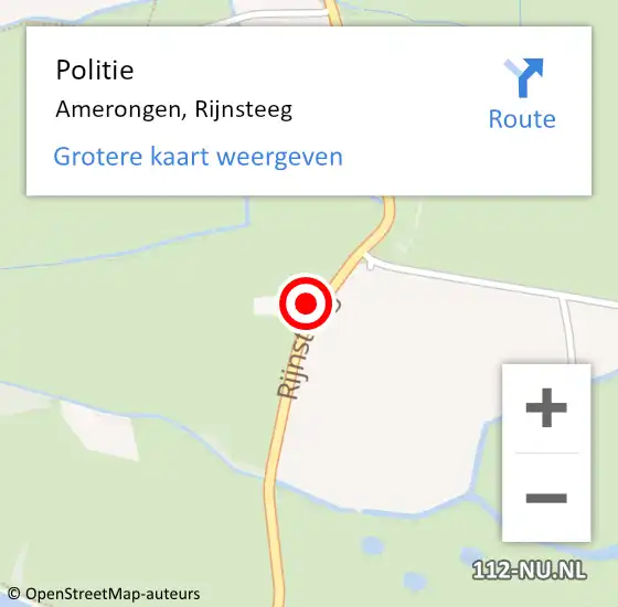 Locatie op kaart van de 112 melding: Politie Amerongen, Rijnsteeg op 18 juli 2018 19:30