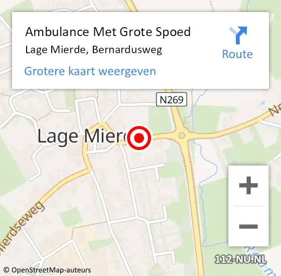 Locatie op kaart van de 112 melding: Ambulance Met Grote Spoed Naar Lage Mierde, Bernardusweg op 18 juli 2018 20:05