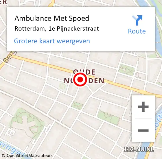 Locatie op kaart van de 112 melding: Ambulance Met Spoed Naar Rotterdam, 1e Pijnackerstraat op 18 juli 2018 20:09