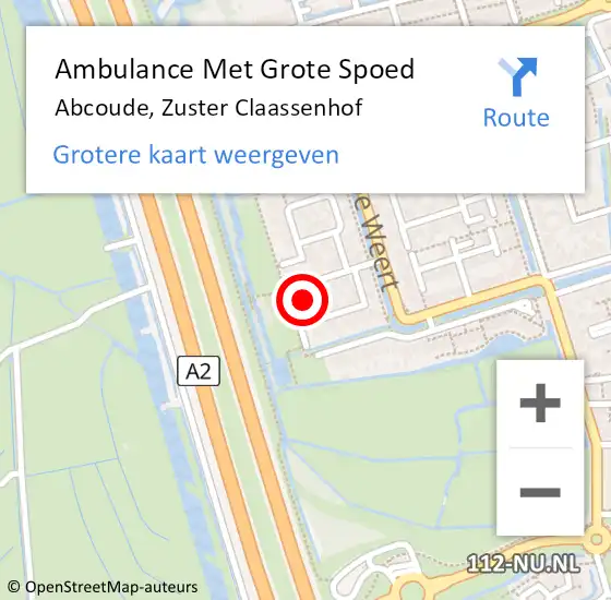 Locatie op kaart van de 112 melding: Ambulance Met Grote Spoed Naar Abcoude, Zuster Claassenhof op 18 juli 2018 20:40