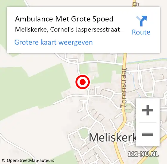 Locatie op kaart van de 112 melding: Ambulance Met Grote Spoed Naar Meliskerke, Cornelis Jaspersesstraat op 18 juli 2018 20:49