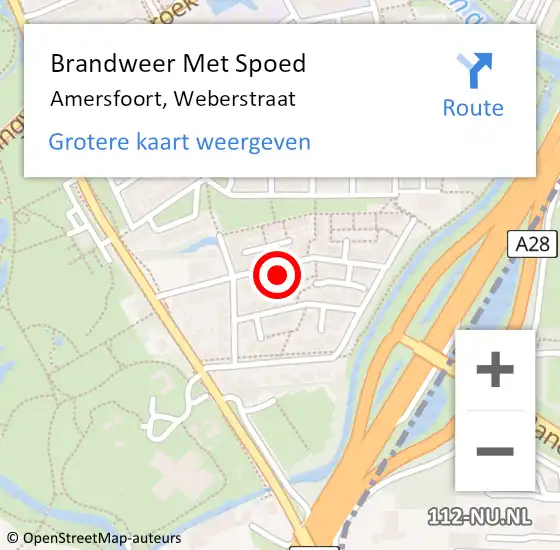 Locatie op kaart van de 112 melding: Brandweer Met Spoed Naar Amersfoort, Weberstraat op 18 juli 2018 21:00